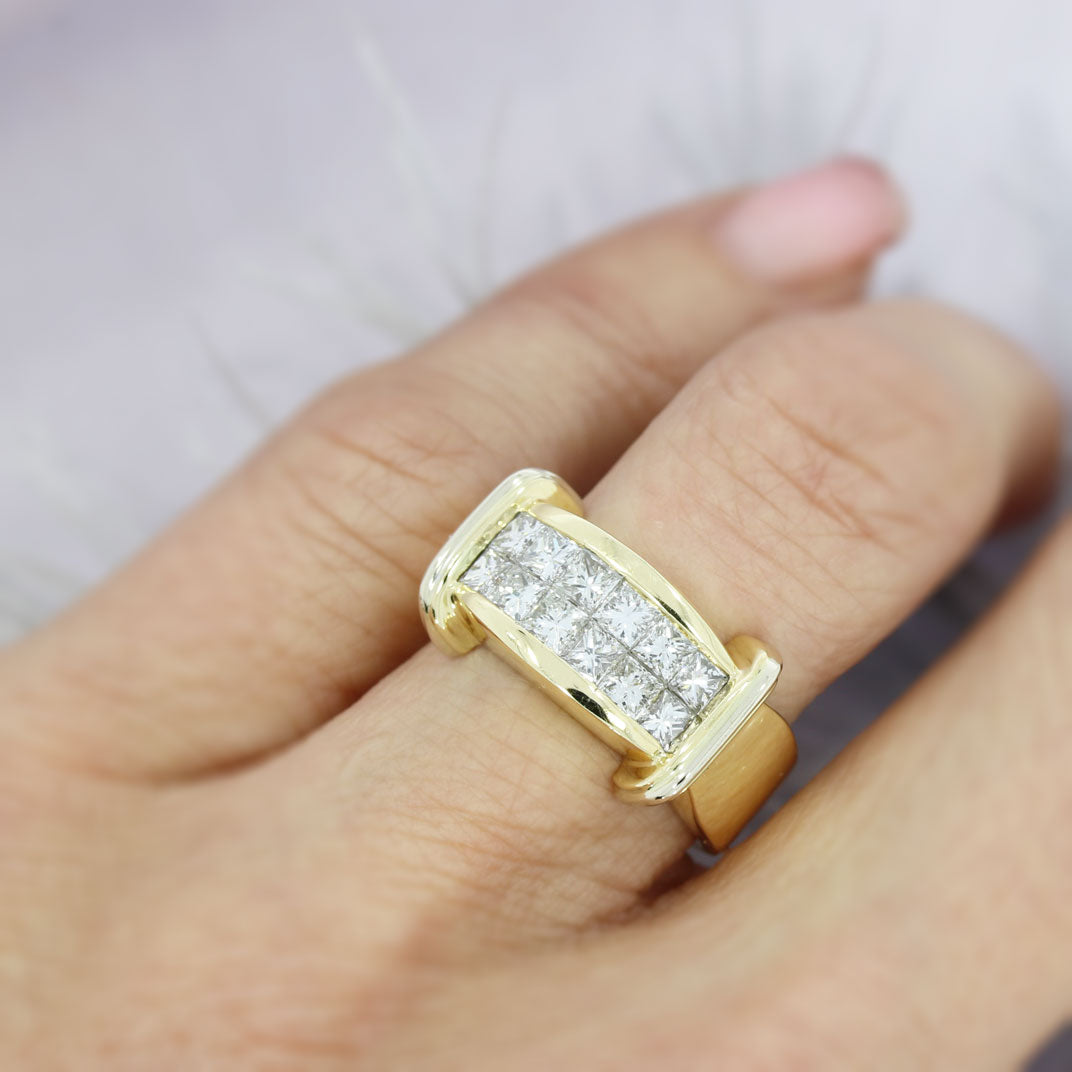 Pre Owned 18ct Gold Princess Cut Diamond Dress Ring Approx 1.50ct G-H SI1