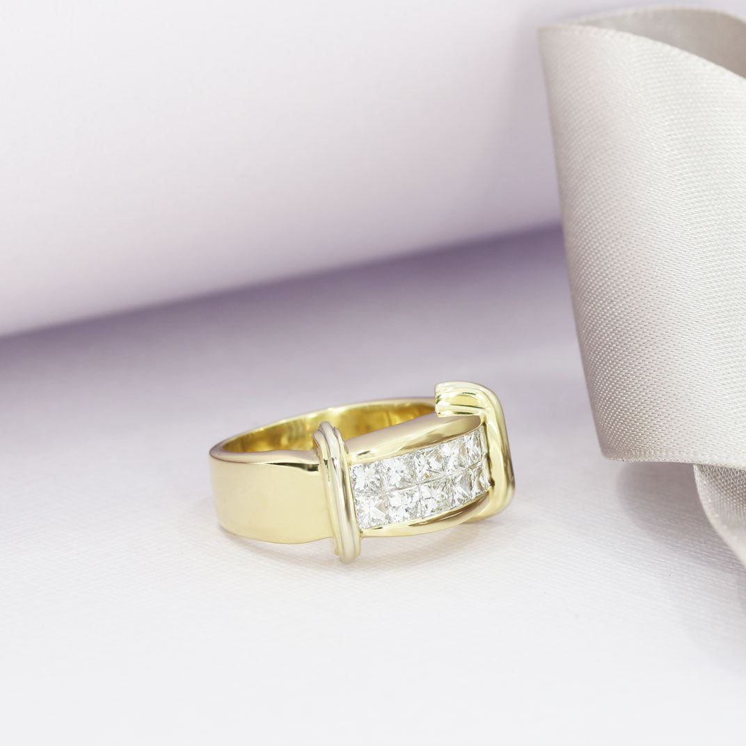 Pre Owned 18ct Gold Princess Cut Diamond Dress Ring Approx 1.50ct G-H SI1