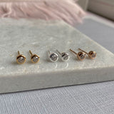 Silver Rose Gold Cubic Zirconia Stud Earrings