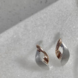 Brushed Silver & Polished Rose Gold Plate Leaf Earrings