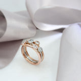 18ct Rose Gold & Platinum 3 Row Diamond Bubble Ring 1.15ct