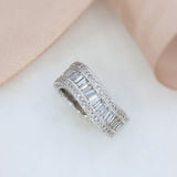 Pre Owned 18ct White Gold Triple Row Channel Set Diamond Wave Ring 1.90ct