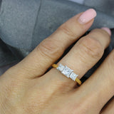 Pre Owned 18ct Yellow Gold Claw Set Princess Cut Diamond 3 Stone Ring 1.33ct