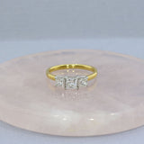 Pre Owned 18ct Yellow Gold Claw Set Princess Cut Diamond 3 Stone Ring 1.33ct