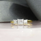 Pre Owned 18ct Yellow Gold Claw Set Princess Cut Diamond 3 Stone Ring 1.33ct