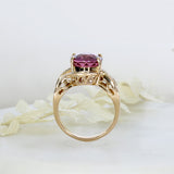 Pre Owned 18ct Rose Gold Dress Ring with 5.01ct Oval Claw Set Pink Tourmaline & Diamonds