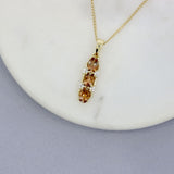 9ct Yellow Gold Oval Morganite & Diamond Drop Pendant