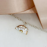 Silver Bracelet With Rainbow charm Rose & Yellow Gold Plated Accents