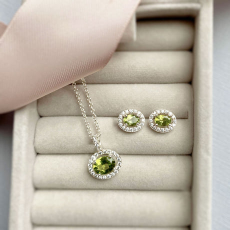 Silver Peridot & CZ Cluster Pendant