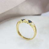 18ct Yellow Gold Sapphire & Diamond 5 Stone Ring