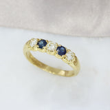 18ct Yellow Gold Sapphire & Diamond 5 Stone Ring