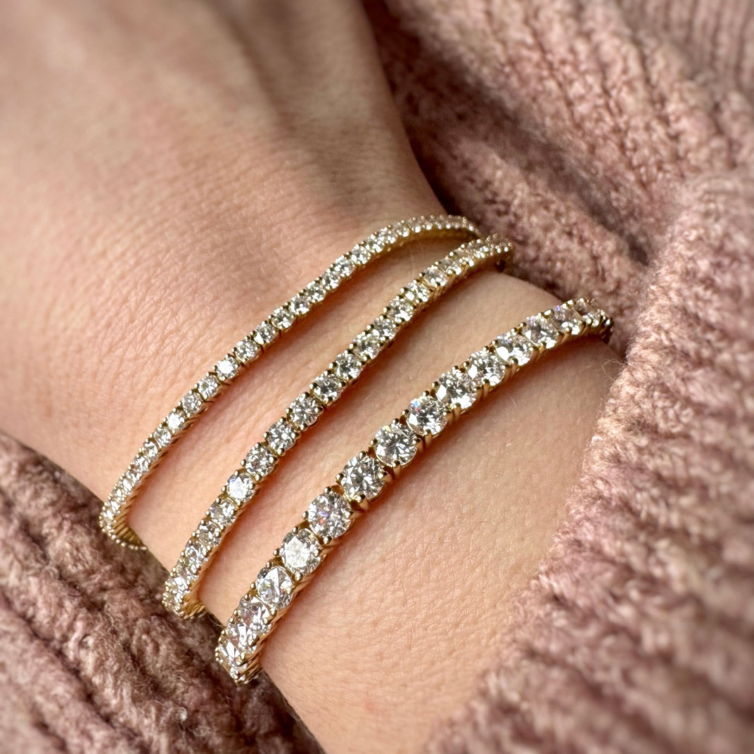 9ct Yellow Gold Claw Set Lab Diamond Line Bracelet 5.00ct