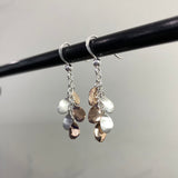 Silver and Rose Gold Drop Pebble Cascade Earrings