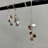 Silver and Rose Gold Drop Pebble Cascade Earrings