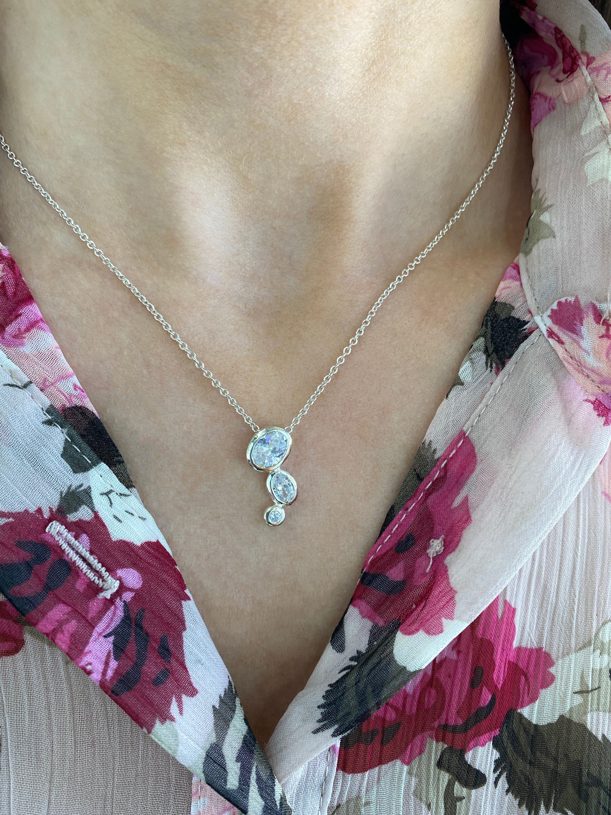 Silver Bubble Cubic Zirconia Pendant