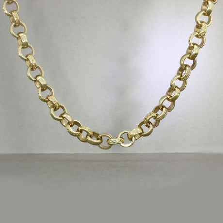 Pre Owned 9ct Yellow Gold Solid 22" Belcher Chain