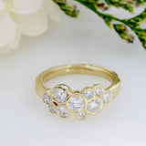 9ct Yellow Gold Lab Grown Diamond 10 Stone Bubble Ring 1.07ct