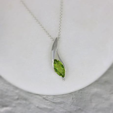 Silver Pendant With Stunning Large Marquise Peridot