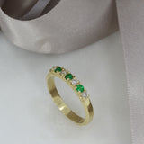 9ct Yellow Gold Emerald & Diamond Eternity Ring