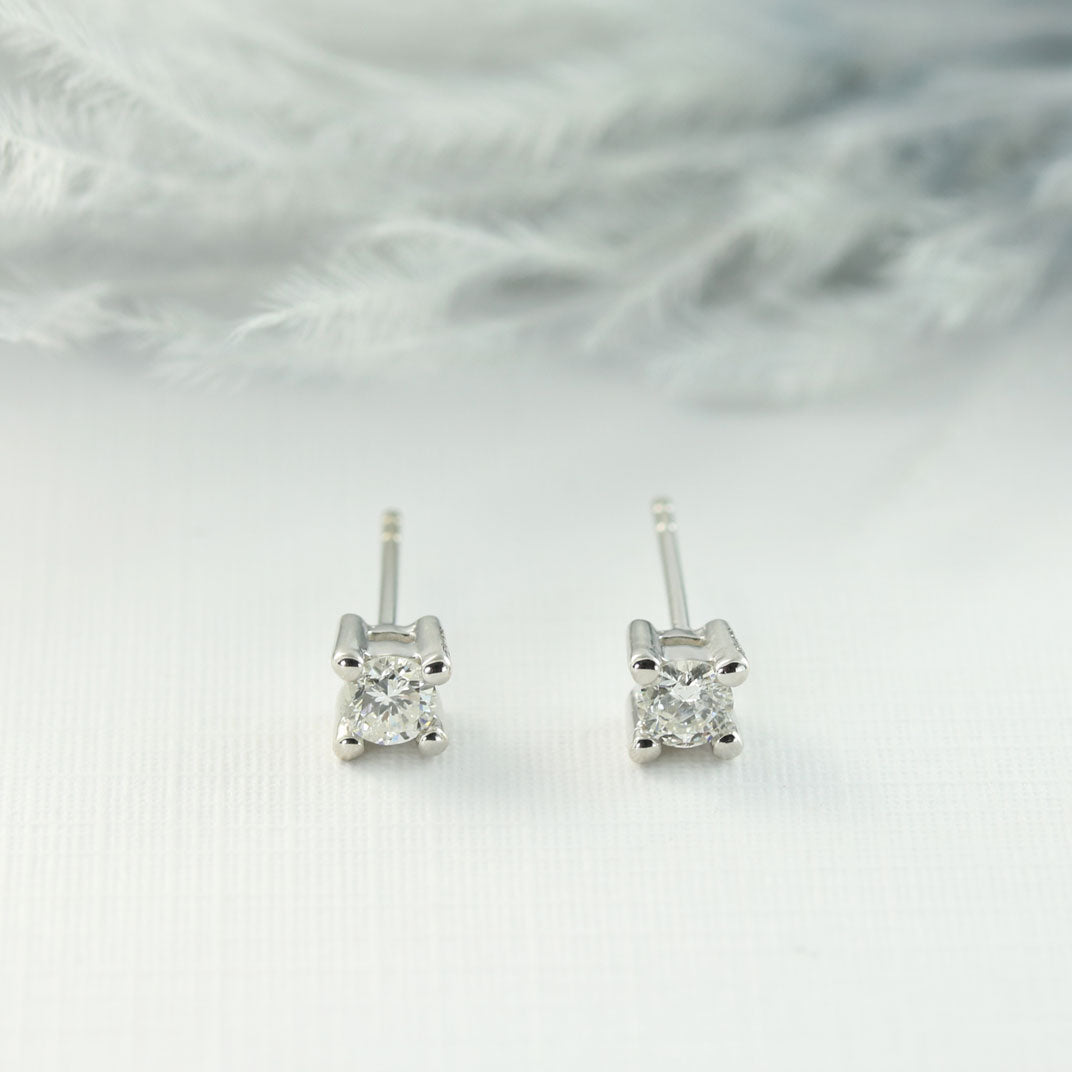 9ct Gold Brilliant Cut Claw Set Diamond Studs 0.35ct