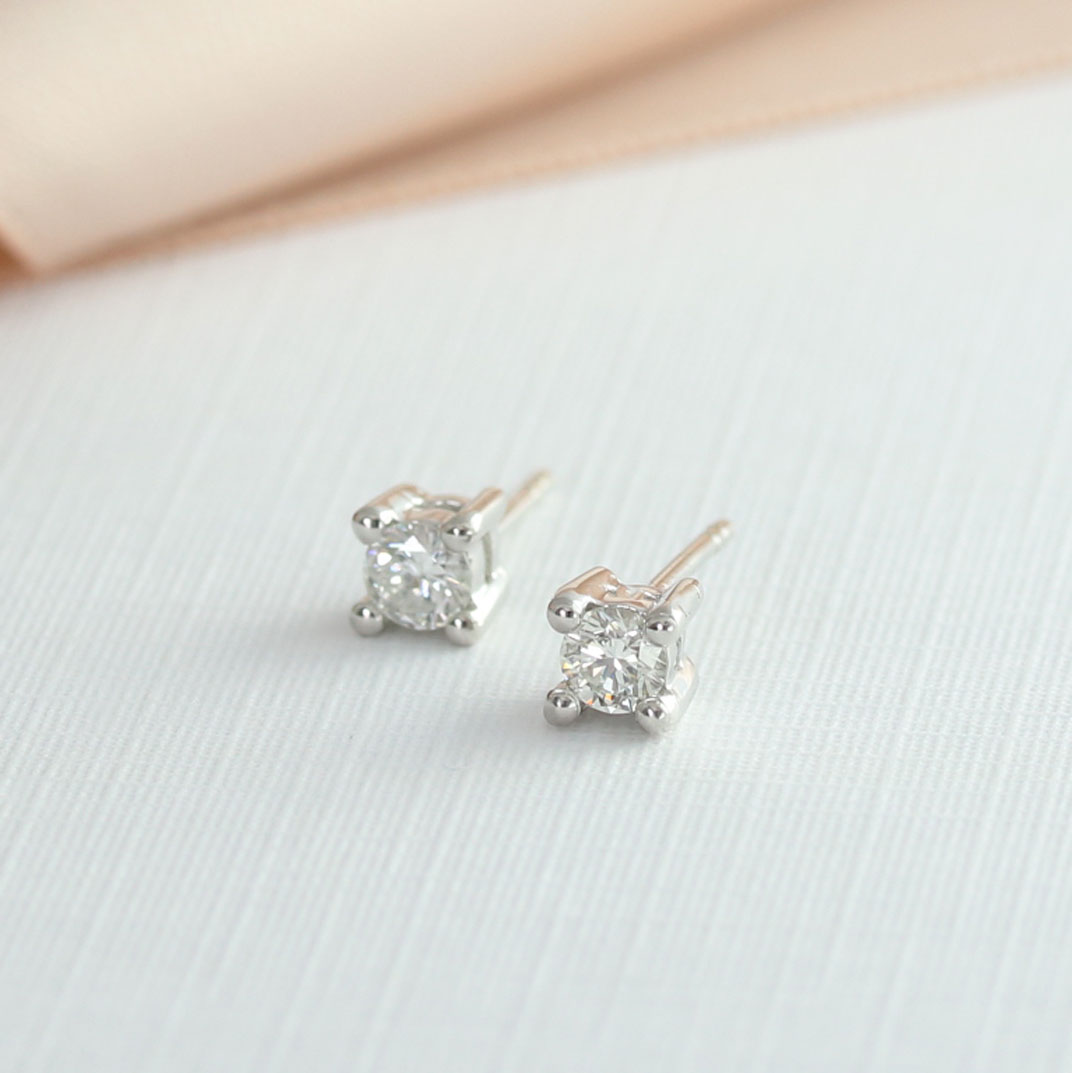 18ct White Gold Brilliant Cut Diamond Studs 0.35ct