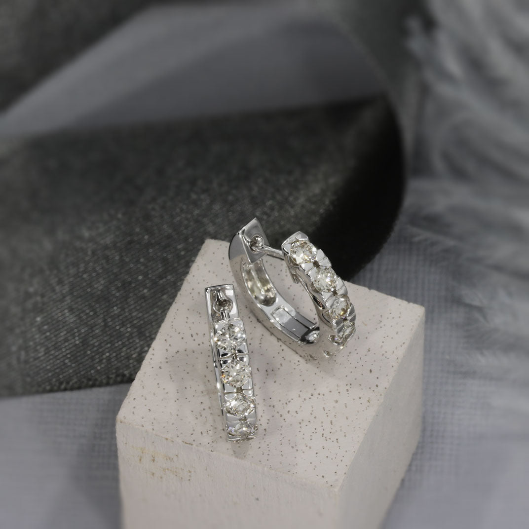 9ct White Gold Diamond Hoop Earrings 1.20ct