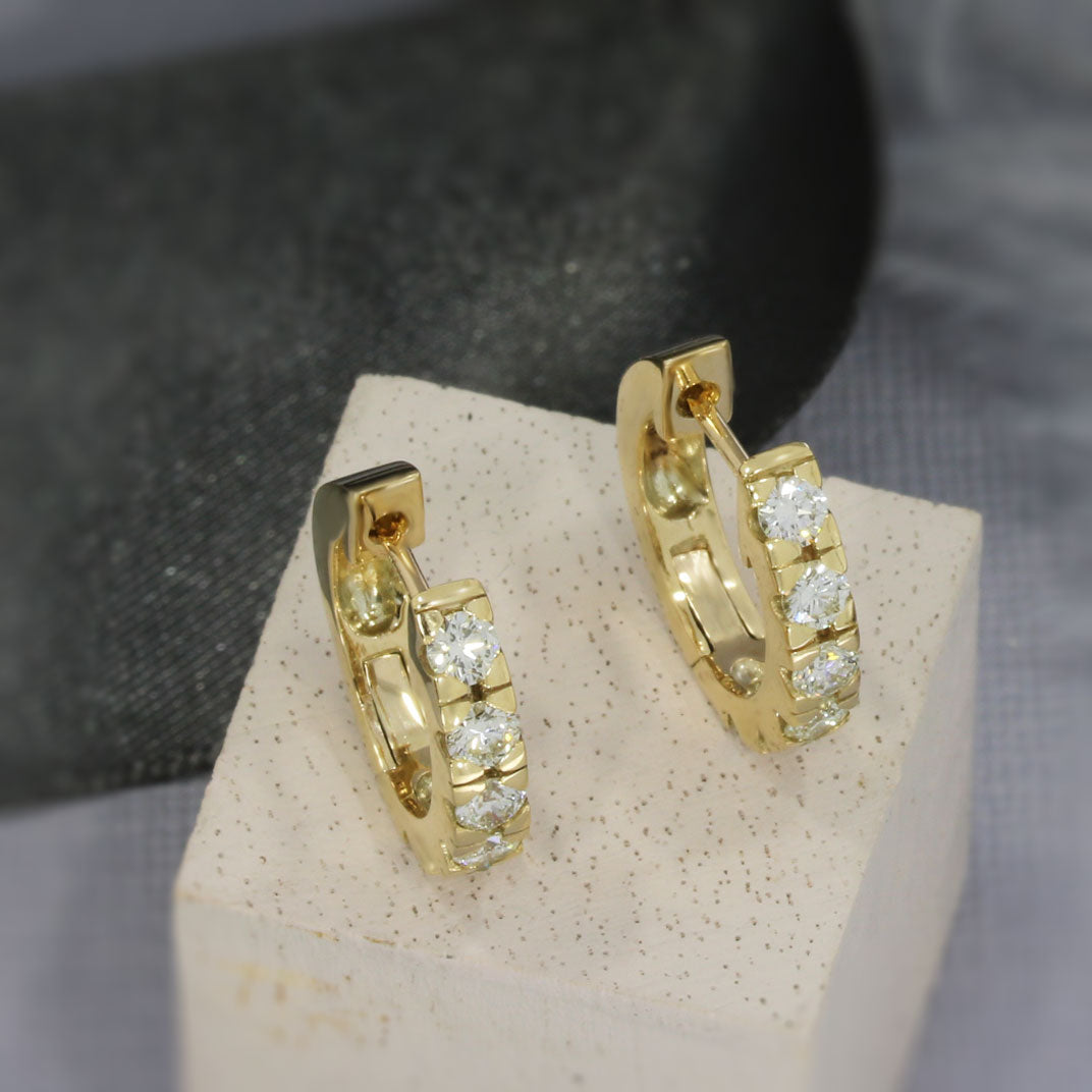 9ct Yellow Gold Diamond Hoop Earrings 1.20ct