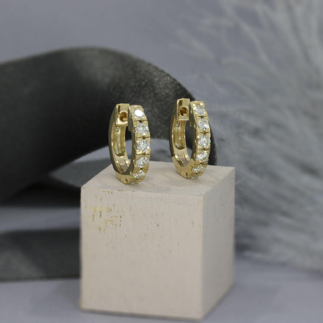 9ct Yellow Gold Diamond Hoop Earrings 1.20ct