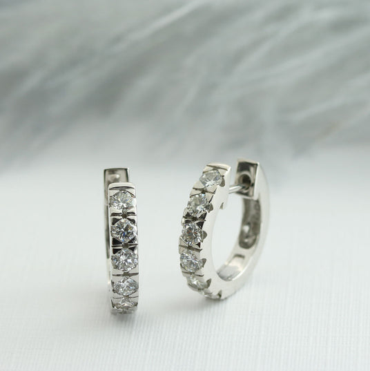 18ct White Gold Diamond Hoop Earrings 0.85ct