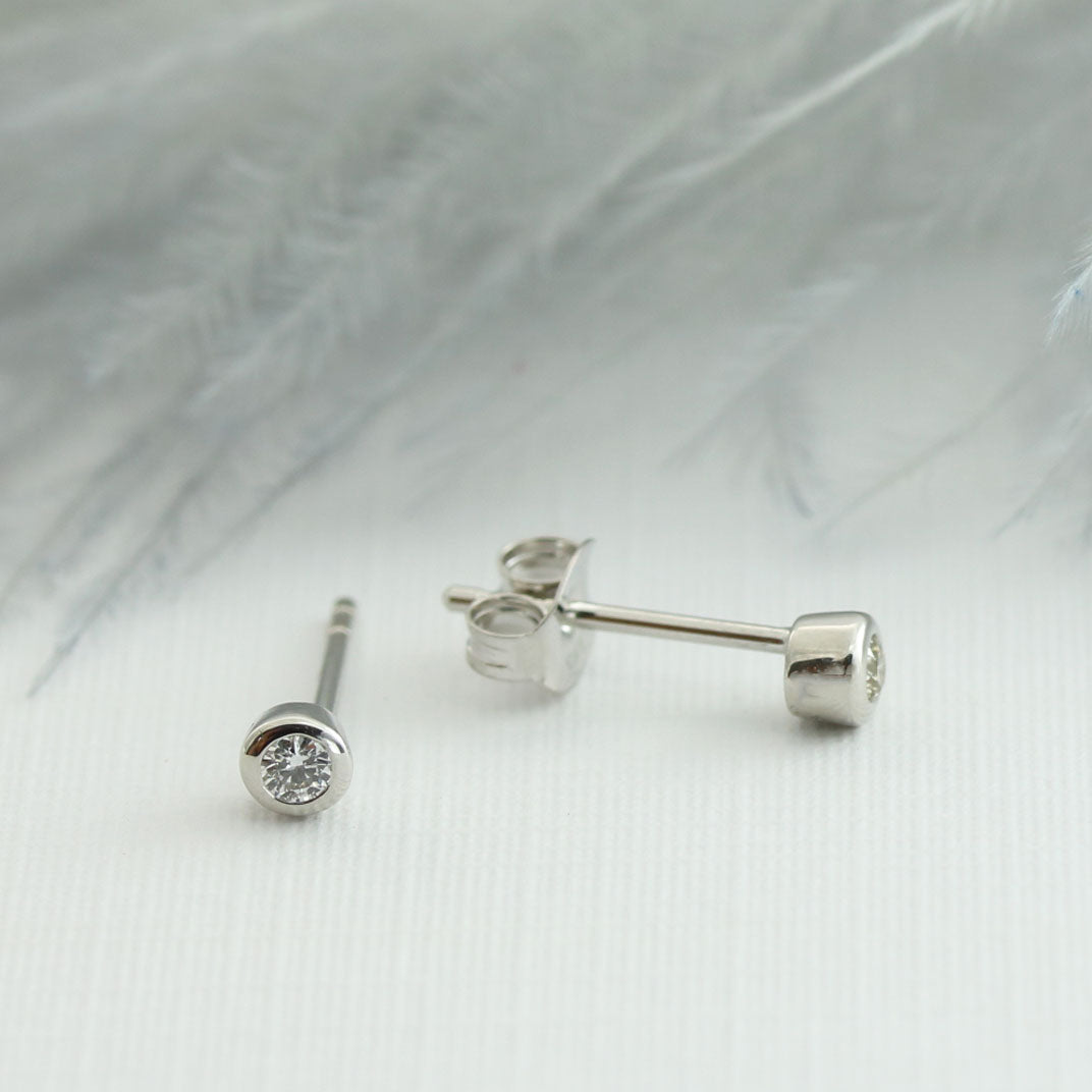 9ct White Gold Small Diamond Studs 0.05ct