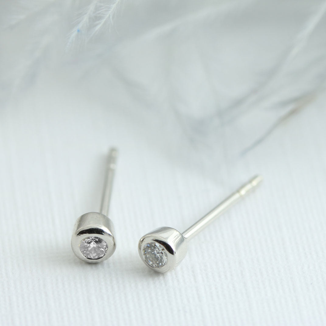 9ct White Gold Small Diamond Studs 0.05ct