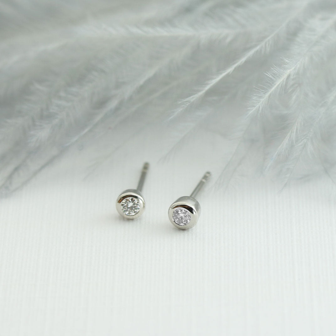 9ct White Gold Small Diamond Studs 0.05ct