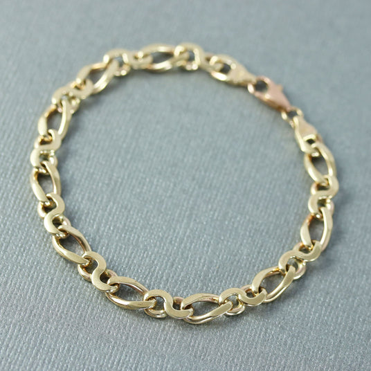 Pre Owned 9ct Yellow Gold Fancy Figaro Bracelet 8 inches