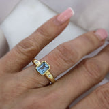 Pre Owned 18ct Yellow Gold Aquamarine & Diamond Ring