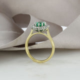 Pre Owned 18ct Gold & Platinum Emerald & Diamond Cluster Ring