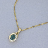 9ct Yellow Gold Oval Sapphire & Diamond Pendant