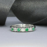 18ct White Gold Emerald & Diamond Eternity Ring