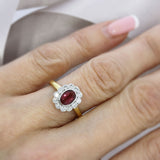 18ct yellow gold Pink Tourmaline & Diamond Cluster ring