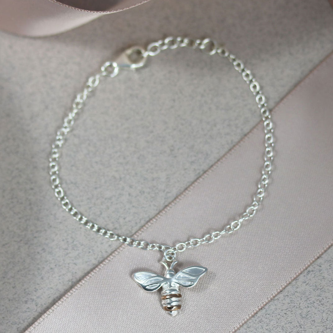 Silver Bee Bracelet Rose Gold