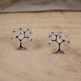 Silver Fancy Tree Earrings with Cubic Zirconia's