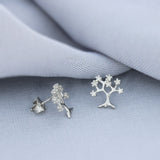 9ct White Gold Diamond Tree Of Life Earrings