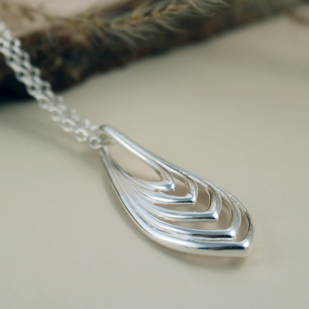 Silver Tiered Marquise Shape Pendant