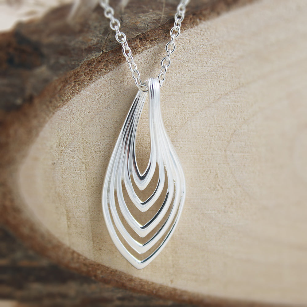 Silver Tiered Marquise Shape Pendant