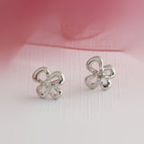 9ct White Gold Flower Shape Diamond Stud Earrings