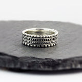 Silver Chunky Oxidized Patterned 6mm Ring