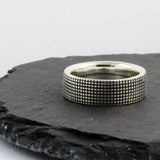 Silver Chunky Band with Oxidized Beaded Detail