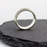 Silver Chunky Band with Oxidized Beaded Detail