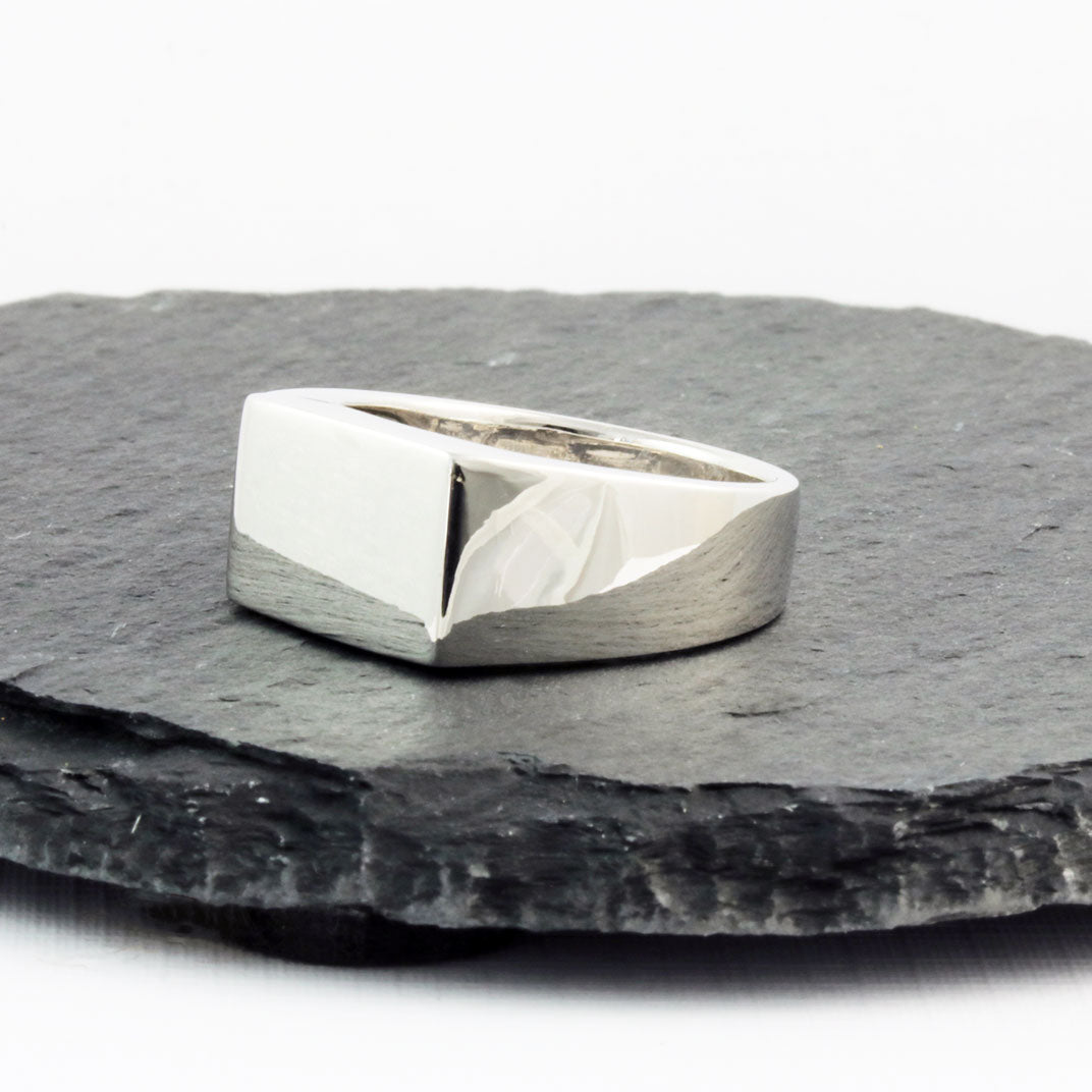 Silver Plain Polished Rectangular Signet Ring