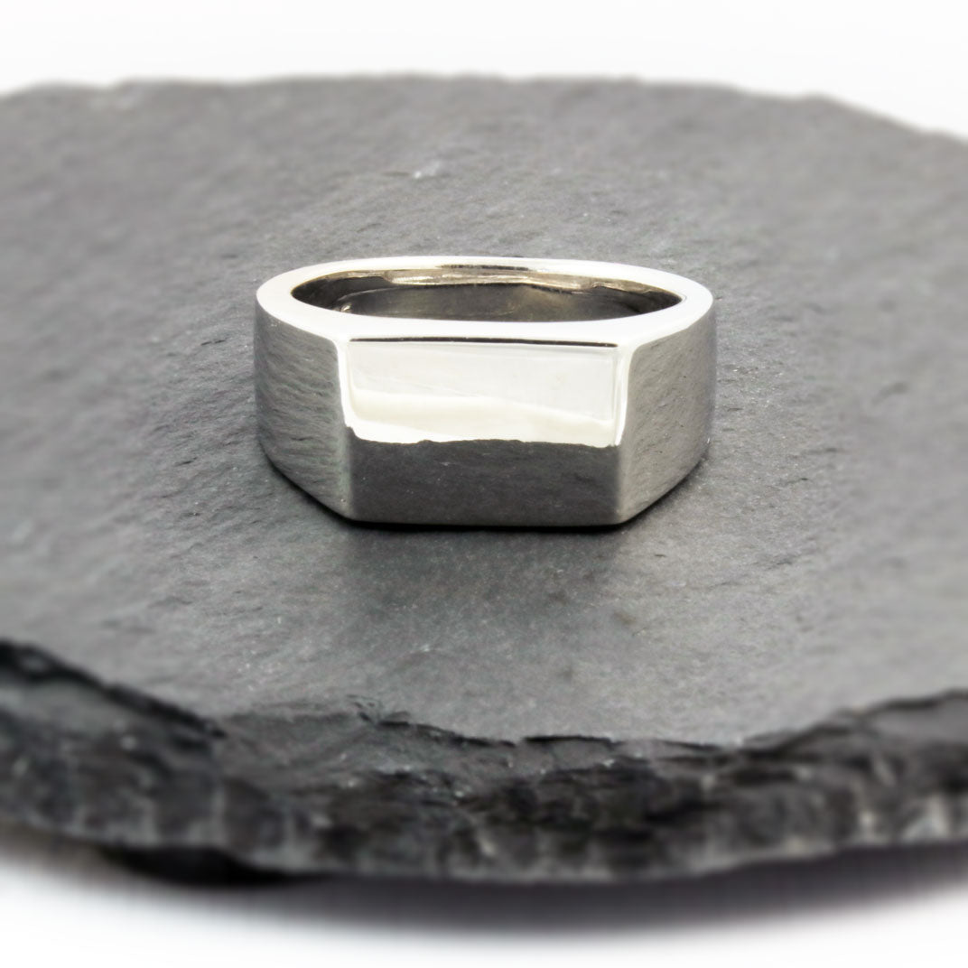 Silver Plain Polished Rectangular Signet Ring