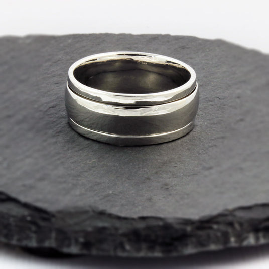 Silver Wide Polished Ring With Spinning Centre